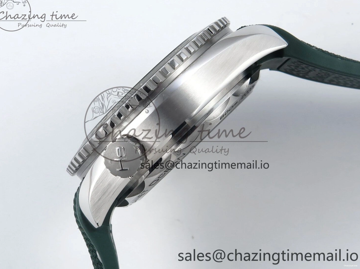 0401 Bold Seamaster Planet Ocean 600M 43.5mm SS SCF 1:1 Best Edition Green Bezel Gray Dial on Green Rubber Strap A8900 Super Clone 7666